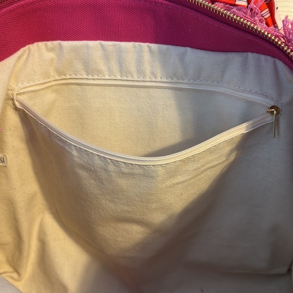 Pink Canvas Tote with Fringe and Scarf - Picture 9 of 9